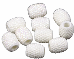 Plavkové korálky plastové s velkým průvlekem -bílé lesklé