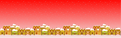 Dětský panel na sukni micropeach - Vánoční  - vesnička na červené