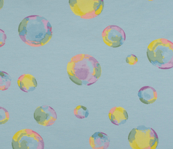 Teplákovina duhové bubliny na modré -