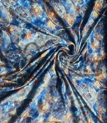 ZBYTEK  legínovina/úplet milk silk  vzor mandala modrá - 61 CM