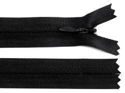 Zip spirálový skrytý 3mm nedělitelný délka 25 cm - černá
