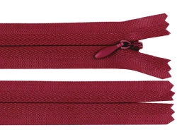 Zip spirálový skrytý 3mm nedělitelný délka 18 cm - bordo