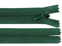 Zip spirálový skrytý 3mm nedělitelný délka 18 cm - tmavá zelená