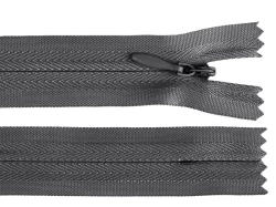 Zip spirálový skrytý 3mm nedělitelný délka 18 cm - šedá