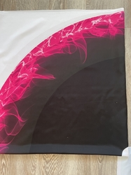 Dámský panel na kolovou sukni micropeach  - RŮŽOVÉ PLAMENY NA ČERNÉ (nad plameny černý kruh)