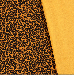 Teplákovina alpen fleece vzor ZVÍŘECÍ VZOR GEPARD NA HOŘČIČNÉ