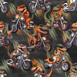 ZBYTEK Softshell zimní   DINOSAUŘI NA MOTORCE - 128 CM, KAZ - UPROSTŘED POMAČKANÉ