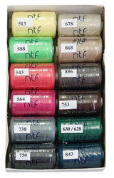 Polyesterové nitě  NTF 12ks x 1000m mix barev VI spring