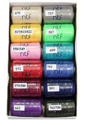 Polyesterové nitě  NTF 12ks x 1000m mix barev rainbow III