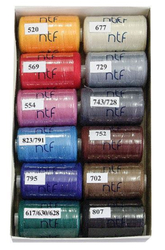 Polyesterové nitě  NTF 12ks x 1000m mix barev VII summer