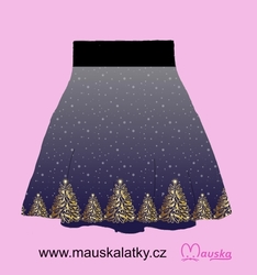 Dámský panel na sukni micropeach - Vánoční - STROMEČKY NA MODRÉ