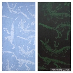 Softshell zimní svítící ve tmě dinosauři na modré