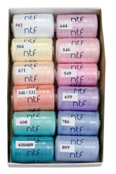 Polyesterové nitě  NTF 12ks x 1000m mix barev candy I
