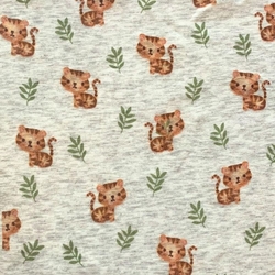 Teplákovina alpen fleece TIGER NA SVĚTLÉM MELÍRU