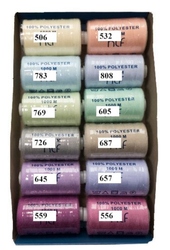 Polyesterové nitě  NTF 12ks x 1000m mix barev IX pastelove