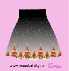 Dětský panel na sukni micropeach - Vánoční - červené stromečky na šedé
