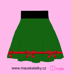 Dětský panel na sukni micropeach - Vánoční  - mašličky na zelené