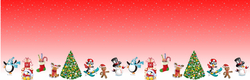 Dětský panel na sukni micropeach - Vánoční  - postavičky na červené