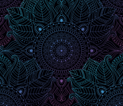 ZBYTEK legínovina/úplet milk silk  vzor MANDALA NA TMAVÉ - 48 CM