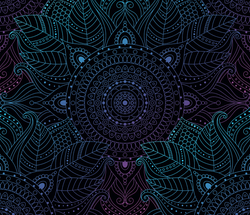 ZBYTEK legínovina/úplet milk silk  vzor MANDALA NA TMAVÉ - 62 CM