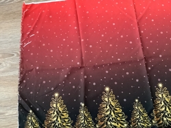 ZBYTEK - Dámský panel na sukni micropeach - Vánoční  - STROMEČKY NA ČERVENÉ (KAZOVÝ- CHYBA TISKU BÍLÉ ČÁRY U KRAJE. UPROSTRED ŠPINAVÉ. VIZ FOTO)