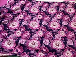 ZBYTEK softshell  s beránkem - fialové květy 100 cm (kaz z jedno poloviny po cele délce bilé čáry a z druhe strany jedna výrazná bila čára - viz foto)