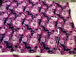 ZBYTEK softshell  s beránkem - fialové květy 100 cm (kaz z jedno poloviny po cele délce bilé čáry a z druhe strany jedna výrazná bila čára - viz foto)