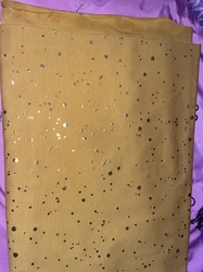 ZBYTEK ÚPLET - zlaté puntíky na hořčičné 70 cm 