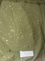 ZBYTEK ÚPLET - zlaté puntíky na khaki 30 cm