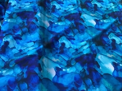  Kazové Silky  umělé hedvábí vzor modrý inkoust - kaz bílé a světlé čáry viz foto