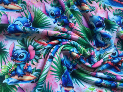 ZBYTEK Teplákovina prémiová počesaná  PŘÍŠERKA STITCH S LISTY - 30 CM