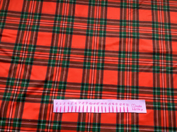 ZBYTEK Kazovka Teplákovina prémiová počesaná  TARTAN ČERVENÝ - světlé čáry - 68 CM