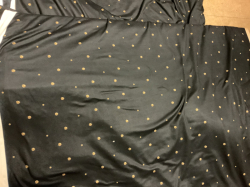 ZBYTEK KAZOVKA legínovina/úplet  milk silk  - Vánoční zlaté puntíky - pohledvé čáry vidět jen z nějakého úhlu - 58 CM
