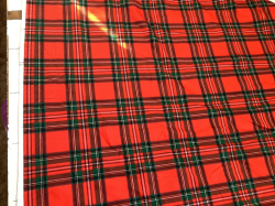 Kazovka Teplákovina prémiová počesaná  TARTAN ČERVENÝ - světlé čáry