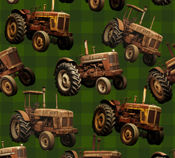 Micropeach potisk - traktory na zelené