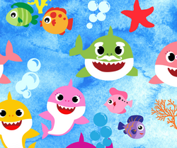 ZBYTEK Micropeach potisk - baby shark - 120 CM, KAZ - DVOJITÉ OČI