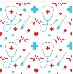 Funkční úplet coolmax medicínských vzor na bílé