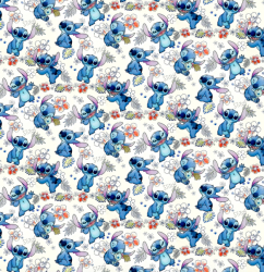 Fitness úplet potisk PŘÍŠERKA STITCH S KYTKAMI