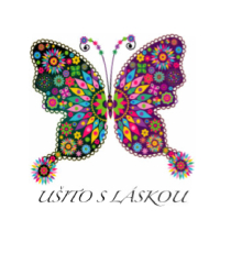 Štítek na oblečení motýl - ušito s láskou