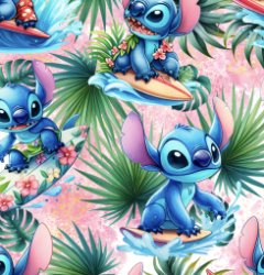 ZBYTEK Teplákovina prémiová počesaná  PŘÍŠERKA STITCH S LISTY - 30 CM