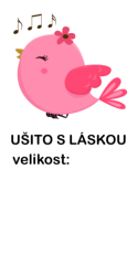 Štítek na oblečení PTÁČEK S NOTAMI - ušito s láskou  