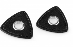 Průchodka s koženkovým trojúhelníkem k našití, průvlek 8 mm - černohnědá 1ks 