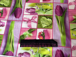 Velikonoční jarní plátno bavlněné - tulipány