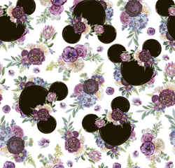 Předobjednávka  Silky  umělé hedvábí vzor Minnie fialové květy