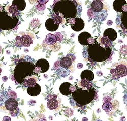  Silky  umělé hedvábí vzor Minnie fialové květy