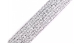 Guma pruženka lurexová 3cm střírná na bílé