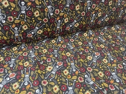 plátno bavlněné -  kostry s květinami