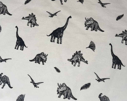 ZBYTEK Teplakovina  černí dinosauři na krémové - - 95 CM