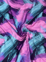 legínovina/úplet milk silk  vzor OLEJOVÉ ČÁRY