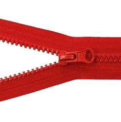 Zip kostěný bundový 5mm dělitelný délka 65 cm - ČERVENÁ